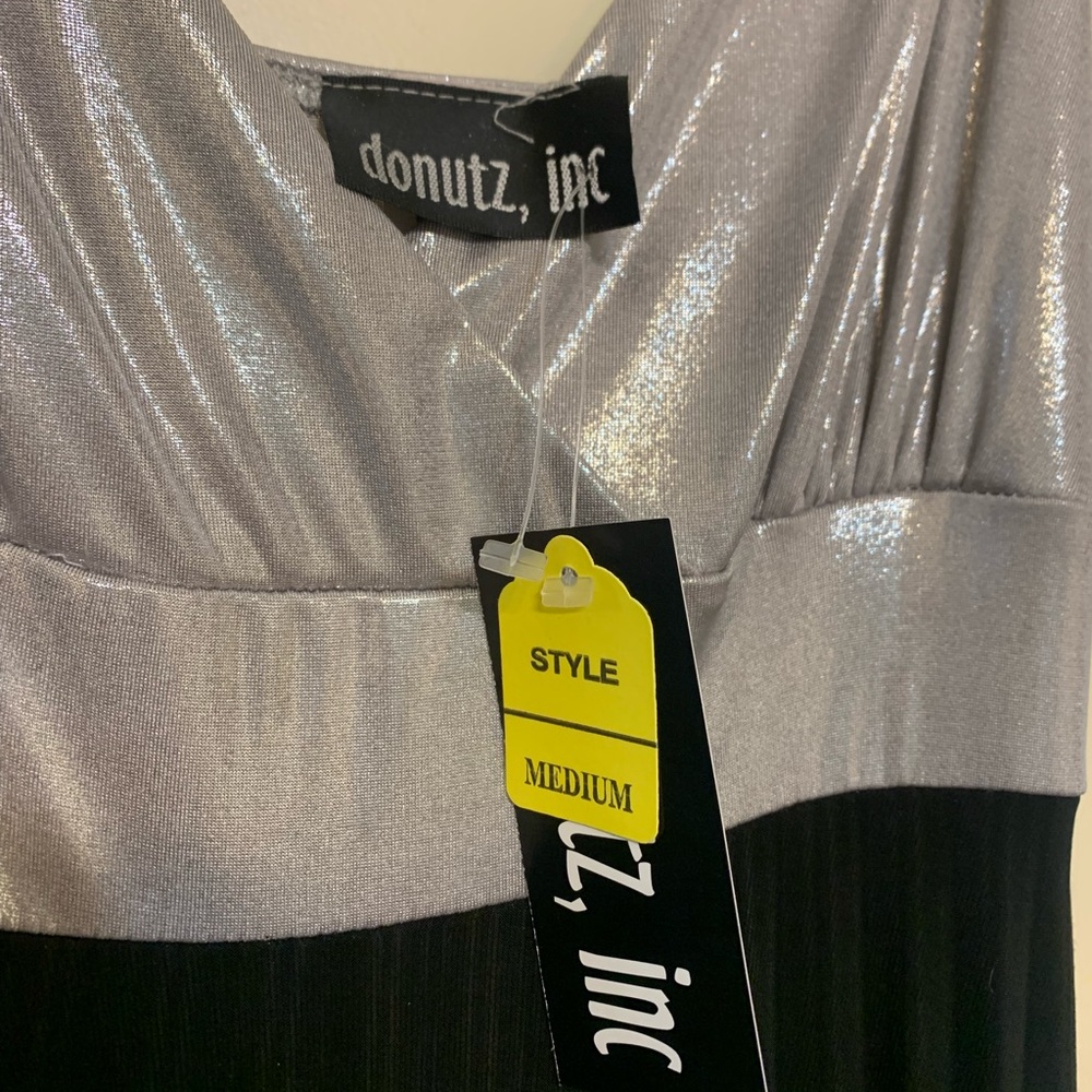 Flowing dress- silver and black! New, with tags!